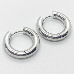 Швензы-кольца с родиевым покрытием, размер 20*4 мм, цена за пару