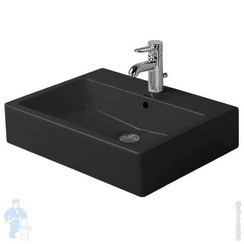 Раковина DURAVIT VERO 60х47х16,5 см шлиф. 1 отверстие под смеситель перелив черный 0454600827