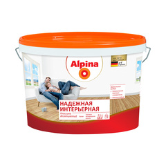Краска водно-дисперсионная для внутренних работ Alpina Надежная интерьерная белая, 2,5 л