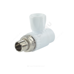 Кран шаровой PP-R белый Дн 25х3/4" НР прямой для радиатора RTP (РосТурПласт) 27861
