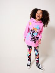 Толстовка с капюшоном и легинсы в комплекте для девочки Next 656-512, Розовый, Черный
