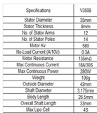 Технические характеристики электромотора SunnySky V3508 KV580