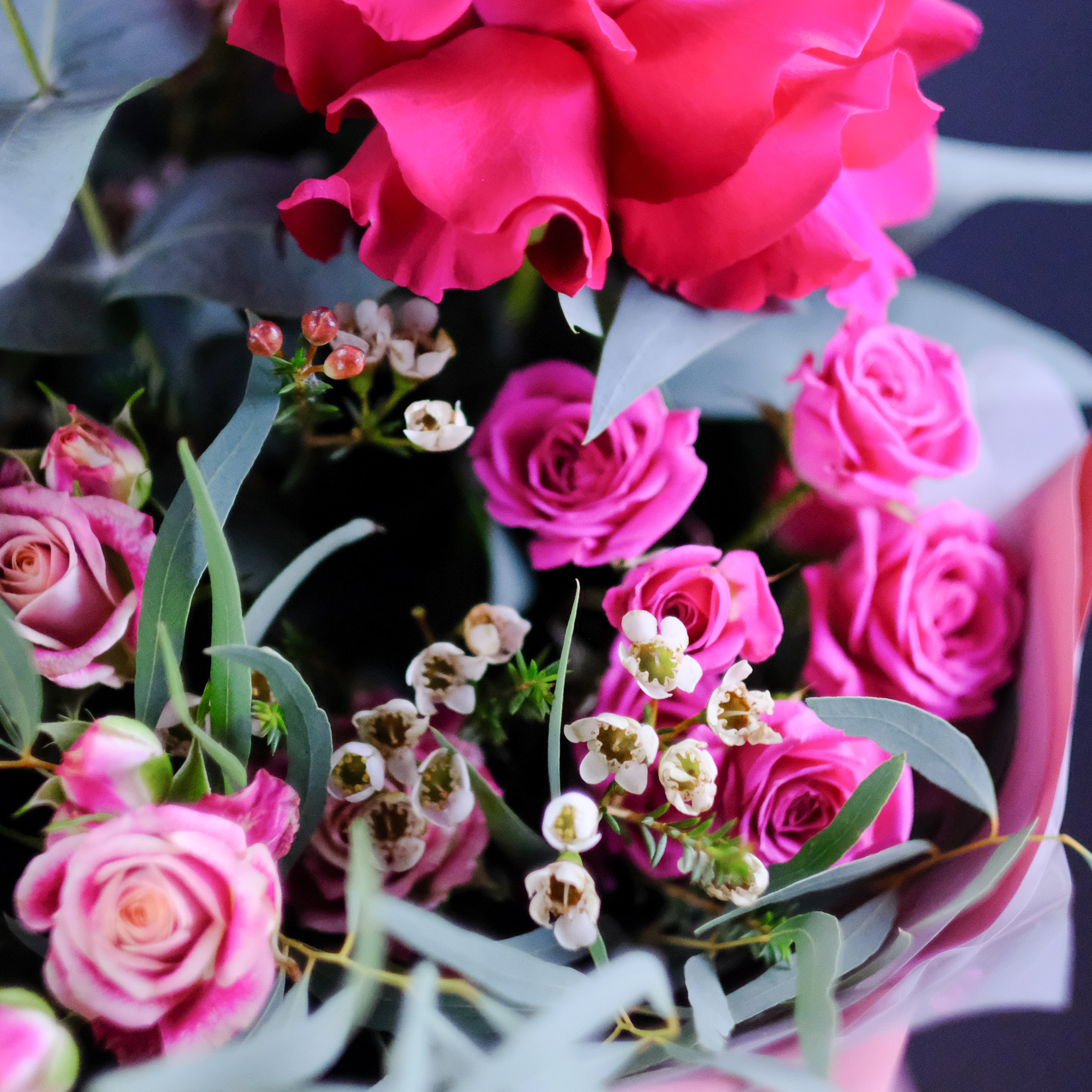 Букет #379 с французской розой и сухоцветами