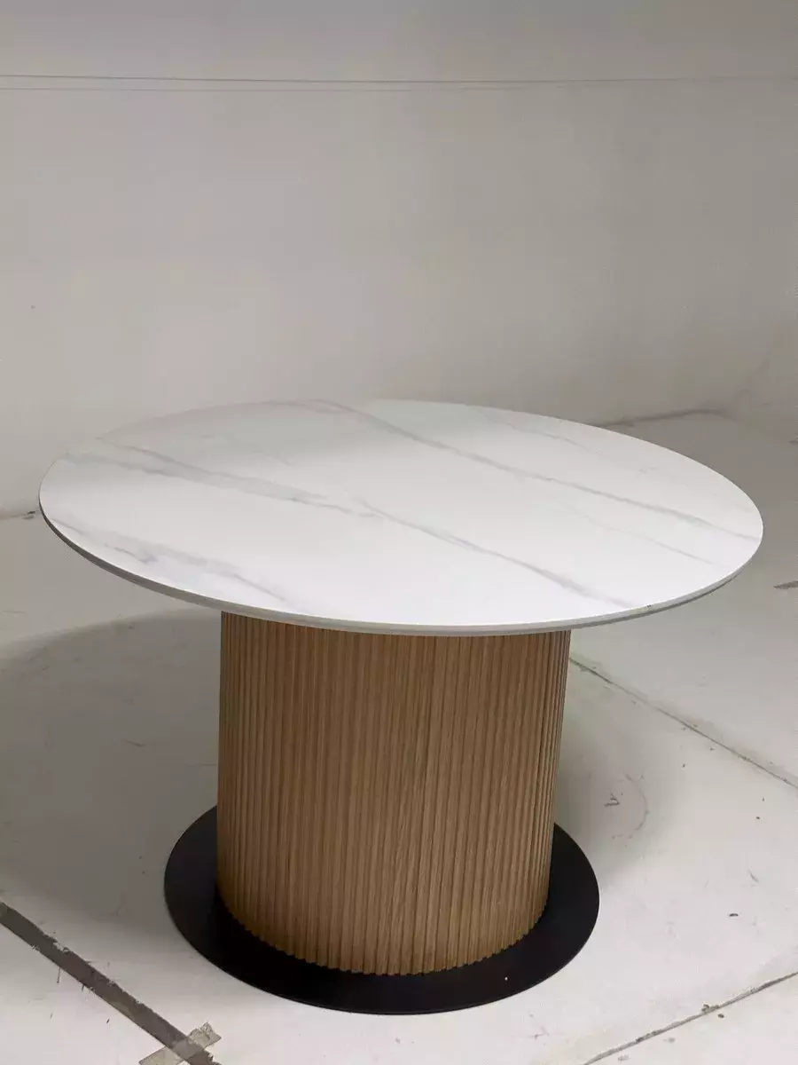 Стол MESA D120 цвет БЕЛЫЙ МРАМОР M326 / Каркас OAK, DISAUR