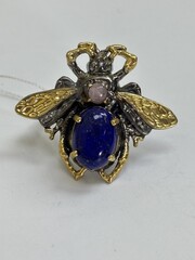 Жук-лазурит (кольцо из серебра с позолотой)