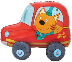 Шар 3D (29''/74 см) Фигура, Три Кота, Компот в машинке, 1 шт.