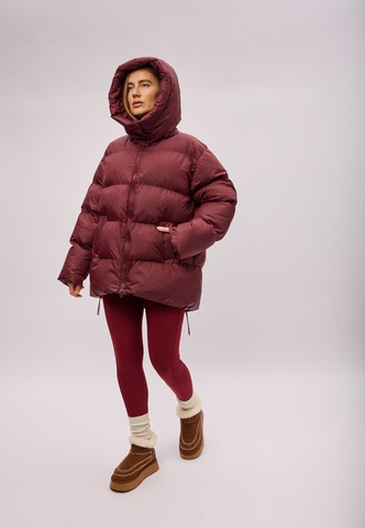 Пуховик Рокет миди свекольный