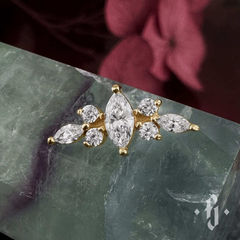 Кластер "Empyreal" - Желтое золото - White CZ