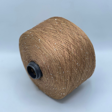 Бобинная пряжа, Linette Pailletes, 450м, 80% Лен, 20% Полиэстер(пайетка),Золотая рожь+пайетка.37911