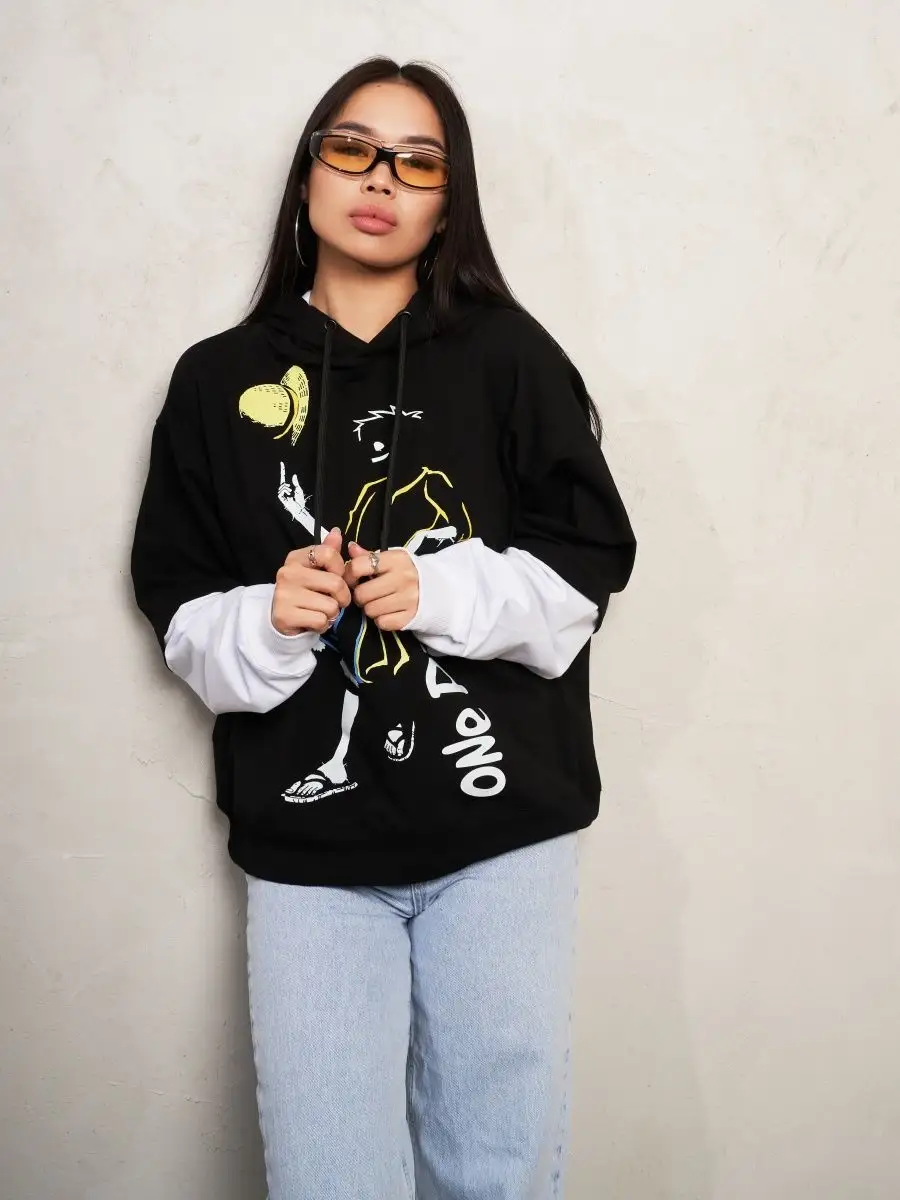 Худи женское мужское оверсайз с принтом аниме с капюшоном