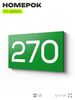 Номер на дверь 270, табличка на дверь для офиса, квартиры, кабинета, аудитории, склада, зеленая 120х70 мм, Айдентика Технолоджи