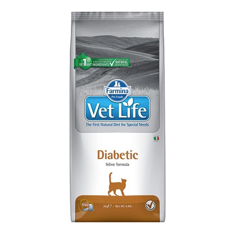 Сухой корм Farmina Vet Life Cat Diabetic с сахарным диабетом для взрослых кошек, 2 кг.