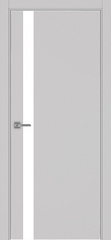 Межкомнатная дверь Optima Porte НЕАПОЛЬ 211 Белое стекло, Алюминиевая кромка SC (матовое серебро) с 4-х сторон