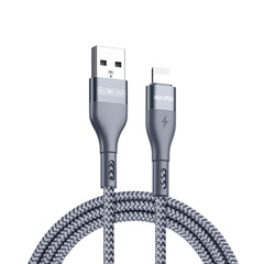 Кабель в тканевой оплетке длина 100см (1м) с разъемом USB-A на Lightning с быстрой зарядкой PD 12W от Duzzona, серия A7 Cable