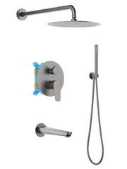 Aquatek AQ1173BGM AQ1173BGM БЕТТА Set 4 в 1 душевой комплект 3 режима, оружейная сталь (шлиф. черный хром) фото