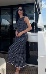 Платье черное в белый горошек