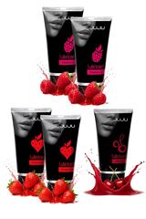 JuJu съедобные лубриканты 5×50 мл – клубника×2, малина×2, вишня