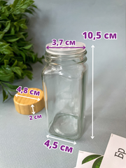 Баночки стеклянные с бамбуковой крышкой, бутылочки, 120 мл, 11*4,3 см, набор 3 шт.