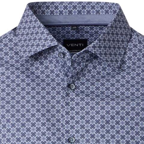 Сорочка мужская Venti Modern Fit 154491900-100 с принтом в серо-синей гамме