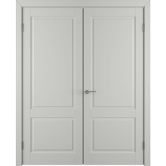 Двустворчатая распашная дверь Патриция светло-серая эмаль глухая
