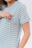 Футболка для беременных и кормящих 18072 мятная полоска
