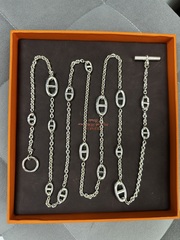 Колье сотуар длинное из неродированного серебра 925 пробы FARANDOL