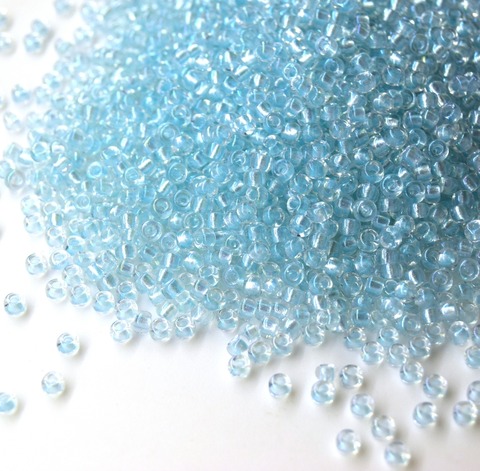 RR-3638 Бисер круглый Миюки 11/0 Бледно-голубой окрашен внутри /Miyuki round 11/0 Fancy Lined soft aqua