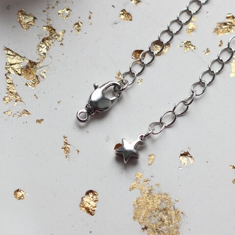 Замок карабин с цепочкой удлинителем 15*6 мм, родий, З094