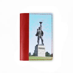 Обложка на паспорт комбинированная "Нижневартовский Алеша", красная.