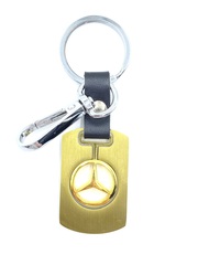 Брелок для ключей металлический с эмблемой Mercedes (металл, золото)