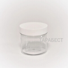 Банка 100 мл пластик прозрачная с белой крышкой