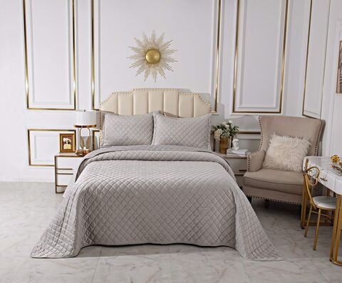 Покрывало 160х220 и наволочка 50х70 Sofi De MarkO Натаниэль Светло-серый