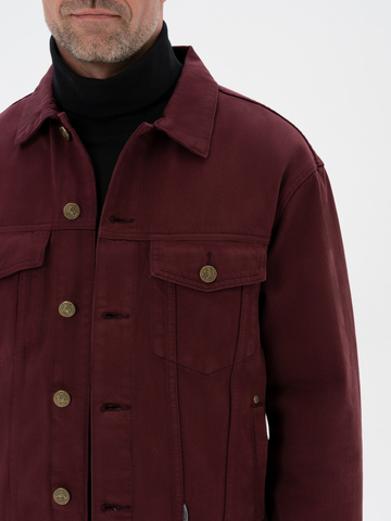 Джинсовая куртка цвета красного вина из премиального хлопка