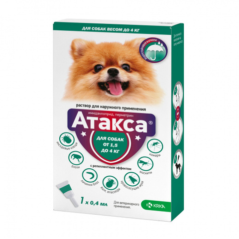 Атакса 1 мл. капли для собак от 1,5 кг до 4 кг