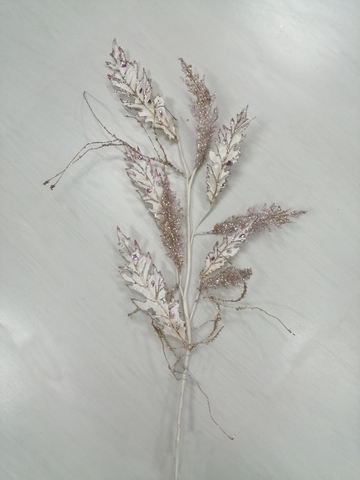 Веточка аканта 84см ChristmasDeLuxe premium collection персиково-серебряная