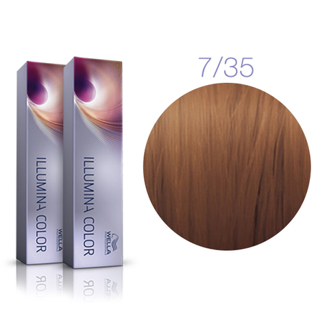 Wella Professional Illumina Color 7/35 (Блонд золотисто-махагоновый) - Стойкая крем-краска для волос