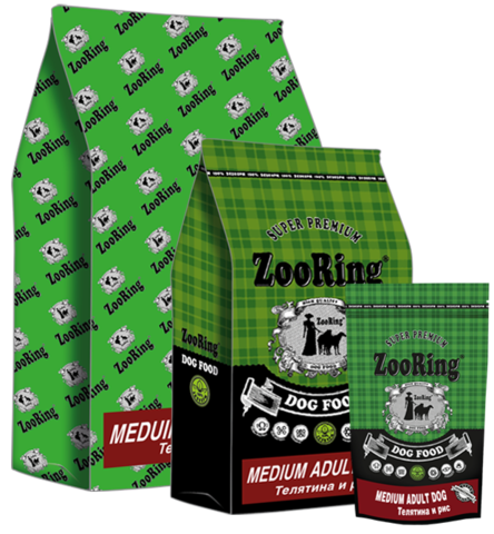 ZooRing Medium Adult Dog Телятина и рис 20 кг