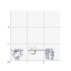 94021742 - Серьги-пусеты из серебра с фианитами в огранке сердце