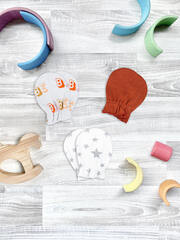 Рукавички-антицарапки Mjölk Babe/Paprika/Звёзды, сет из 3х пар