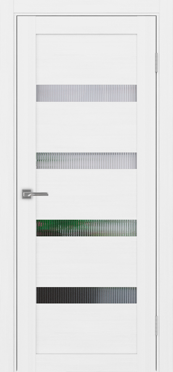 Дверь межкомнатная Оптима Порте Турин 505.12, цвет белый лед, экошпон, стекло мору