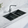 Lemark 9936139 PRORAN 900 Мойка кухонная из нерж.стали (2-х чашевая) цвет:графит в комплекте крепеж, арматура сливная с прямоуг.переливом, сифон