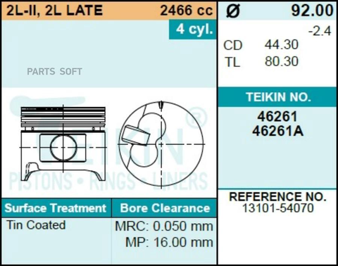 Поршень двигателя TEIKIN 46261 0.50 (4шт/упак)