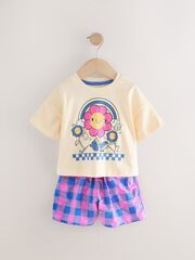 Футболка и шорты в комплекте для девочки Next AD8-252, Молочный, Розовый, Фиолетовый