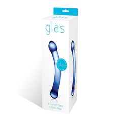 Синий изогнутый фаллоимитатор Curved G-Spot Glass Dildo - 16 см. - 