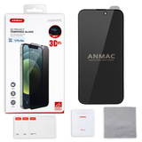 Защитное стекло 3D на весь экран ANMAC Privacy для iPhone 14 Pro Max / 15 Plus (Антишпион с сеточкой) (Черная рамка)