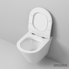 Унитаз подвесной Grossman GR-4477S (безободковый, с тонким сиденьем)