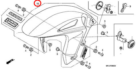 Honda Крыло переднее HRC синие CBR 1000RR 2011 61104-MFL-T40ZA