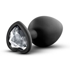 Черная анальная втулка с прозрачным кристаллом Bling Plug Medium - 8,2 см. - 