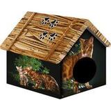 Домик для кошек и собак PerseiLine Дизайн Бенгальский кот, разноцветный, 33x33x40 см