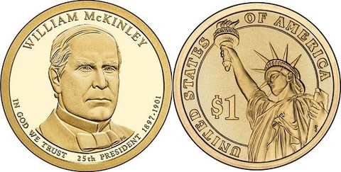 1 доллар 25-й президент США Уильям МакКинли 2013 год